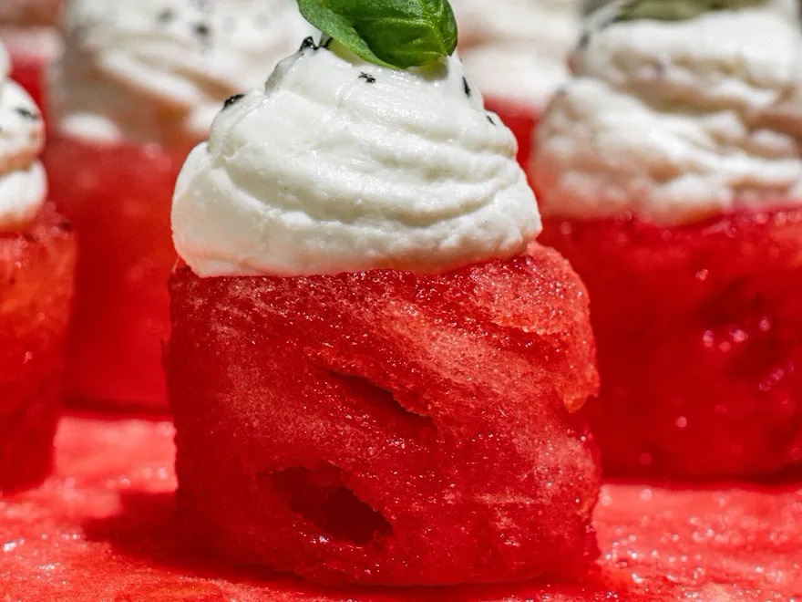 Watermelon feta creama Hors d’ oeuvres in Polo Private