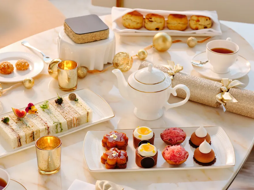 The festive afternoon tea in the gallery