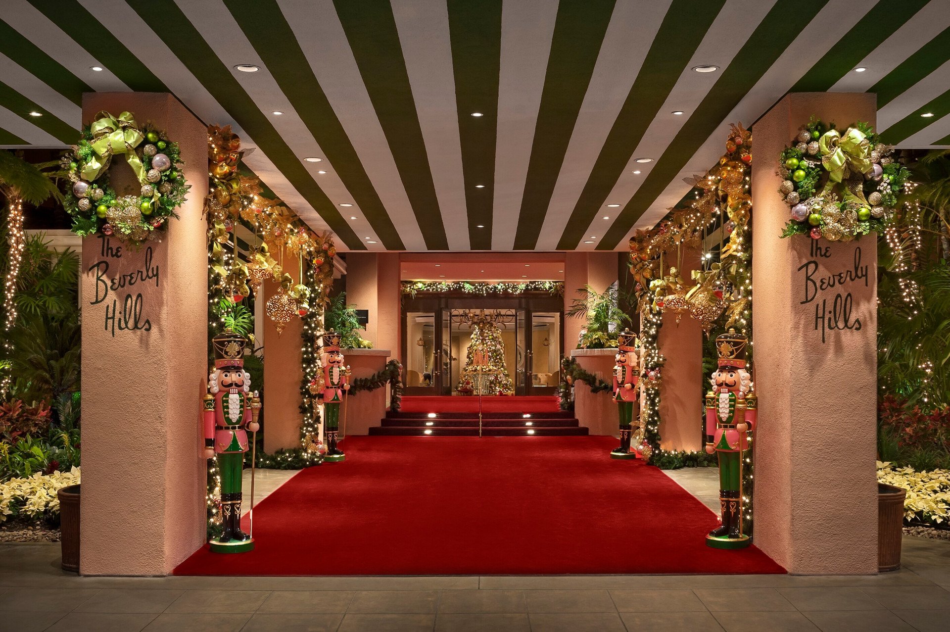 Holiday decor at The Beverly Hills Hotel, Los Angeles 