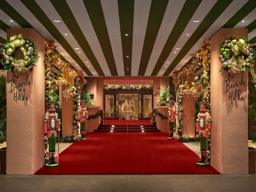 Holiday decor at The Beverly Hills Hotel, Los Angeles