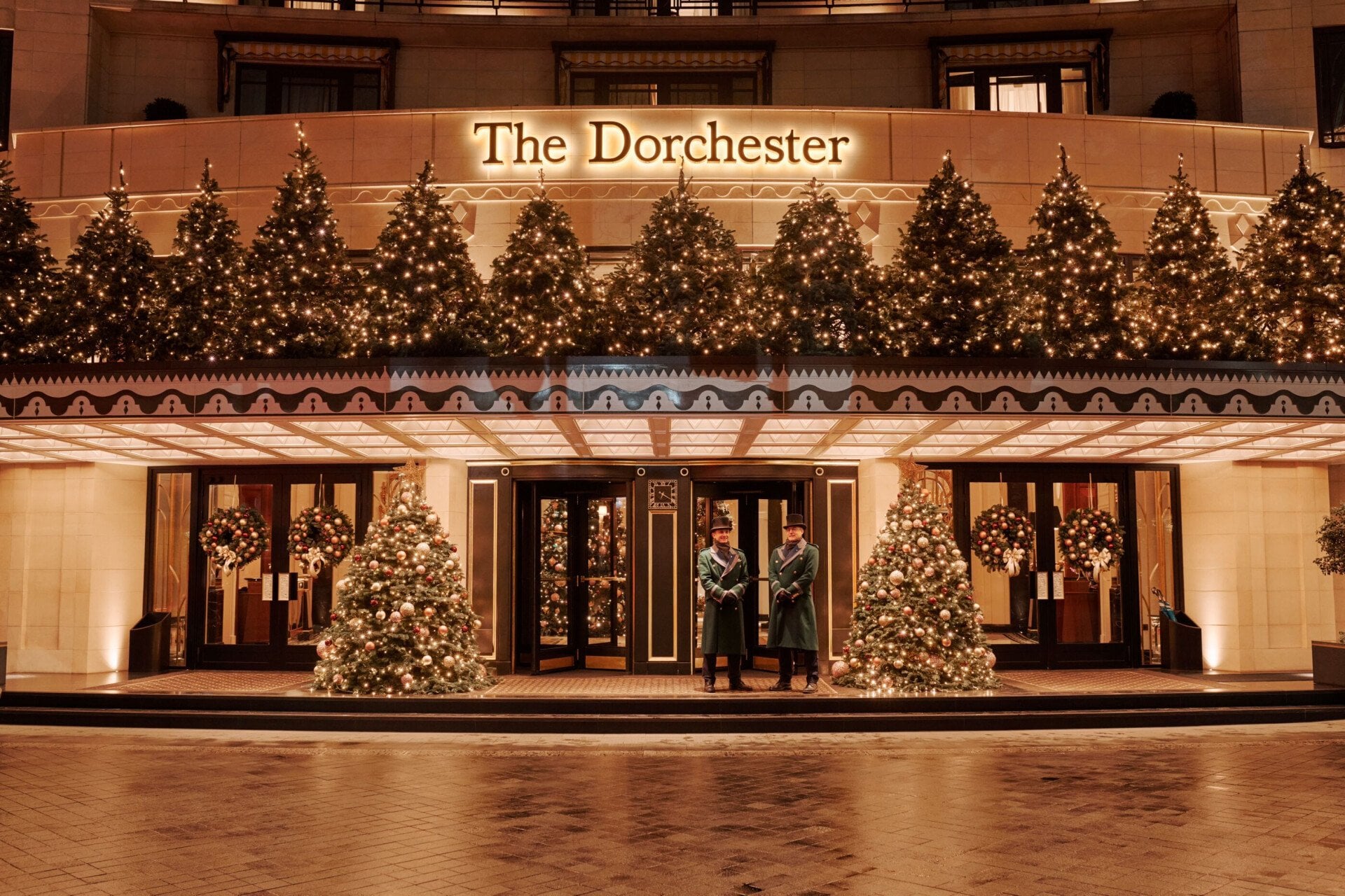 The Dorchester Exterior Festive decorated 