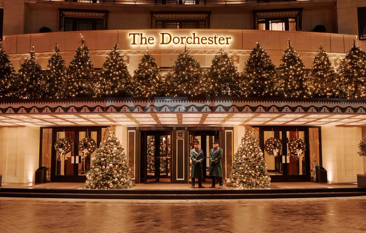 The Dorchester Exterior Festive decorated
