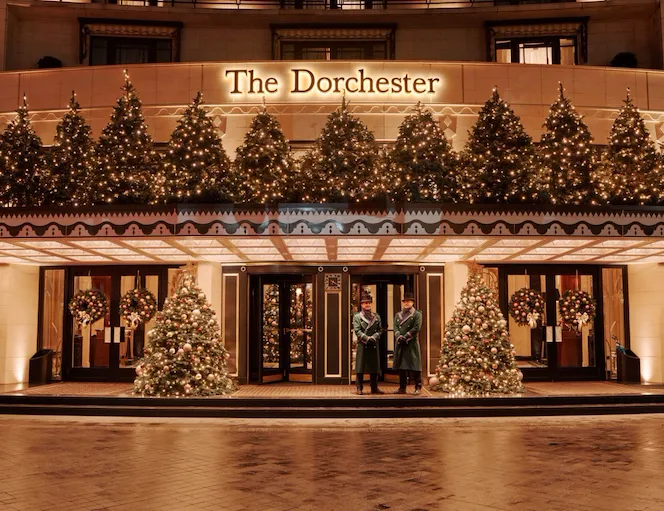 The Dorchester Exterior Festive decorated