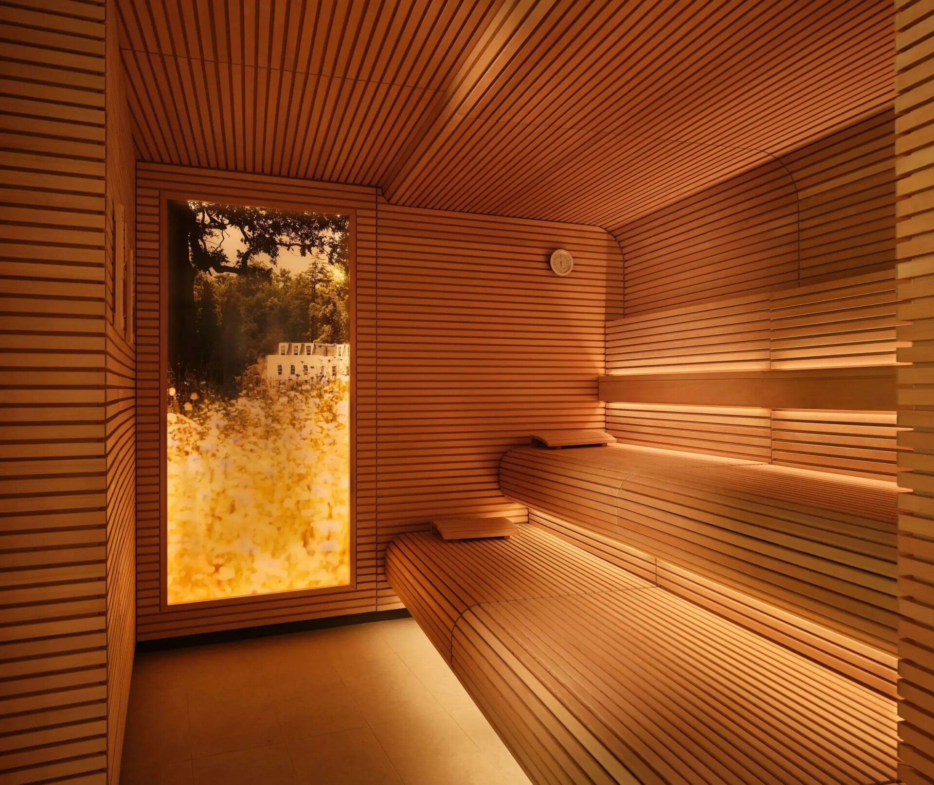 Coworth Park, The Spa at Coworth Park, New facilites, pool, sauna, and gym in afternoon light