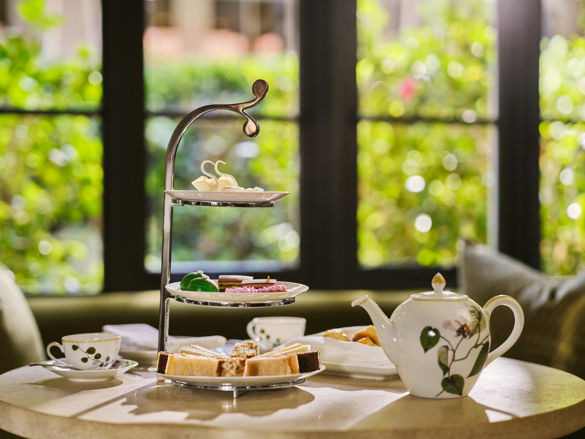 Elegant table setting for best afternoon tea in Los Angeles at Hotel Bel-Air