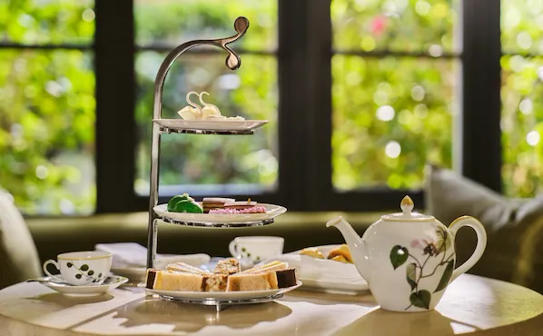 Elegant table setting for best afternoon tea in Los Angeles at Hotel Bel-Air