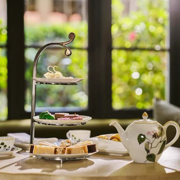 Elegant table setting for best afternoon tea in Los Angeles at Hotel Bel-Air