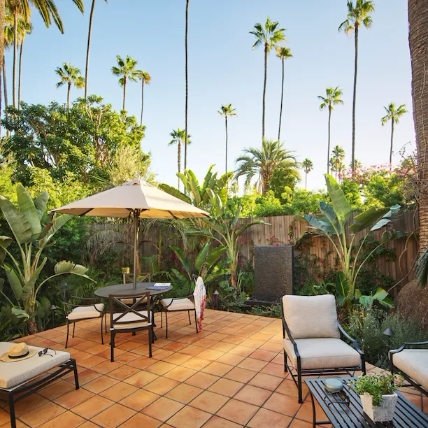 7A Deluxe Bungalow Suite Patio at The Beverly Hills Hotel, Los Angeles