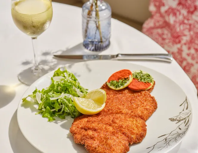 Schnitzel in The Restaurant at Hotel Bel Air, Jet Setter Menu
