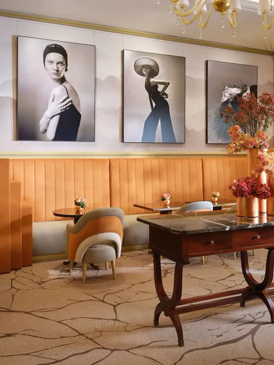 Il Salotto Lobby Lounge with its soft melon orange, dove grey and ivory white colours