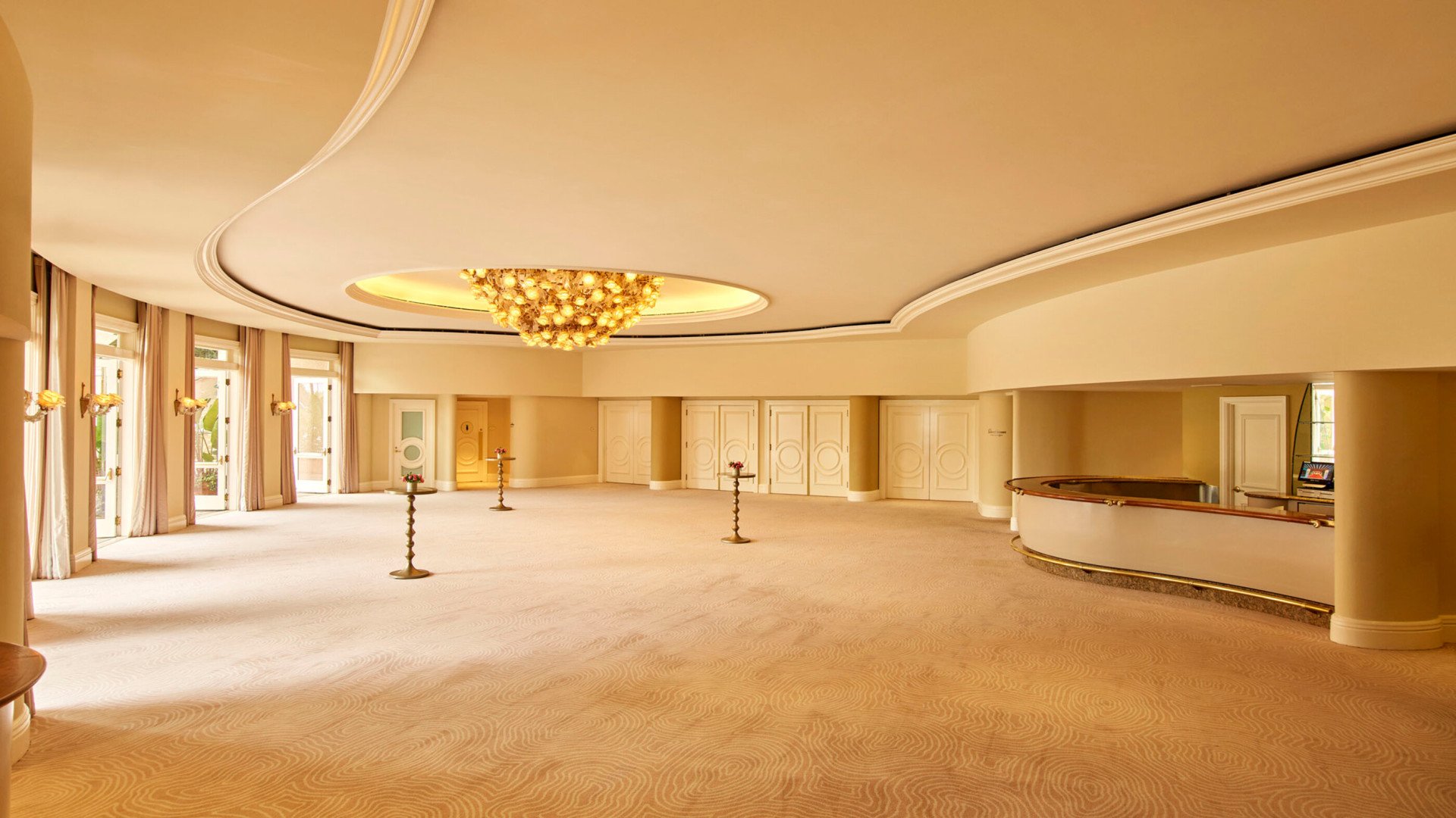 Crystal ballroom and pre-function space at The Beverly Hills Hotel