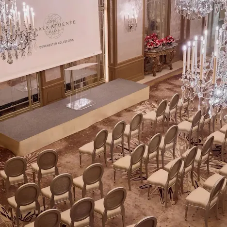 Theater set up in Le Salon Haute Couture, at Hôtel Plaza Athénée, Paris - Dorchester Collection.