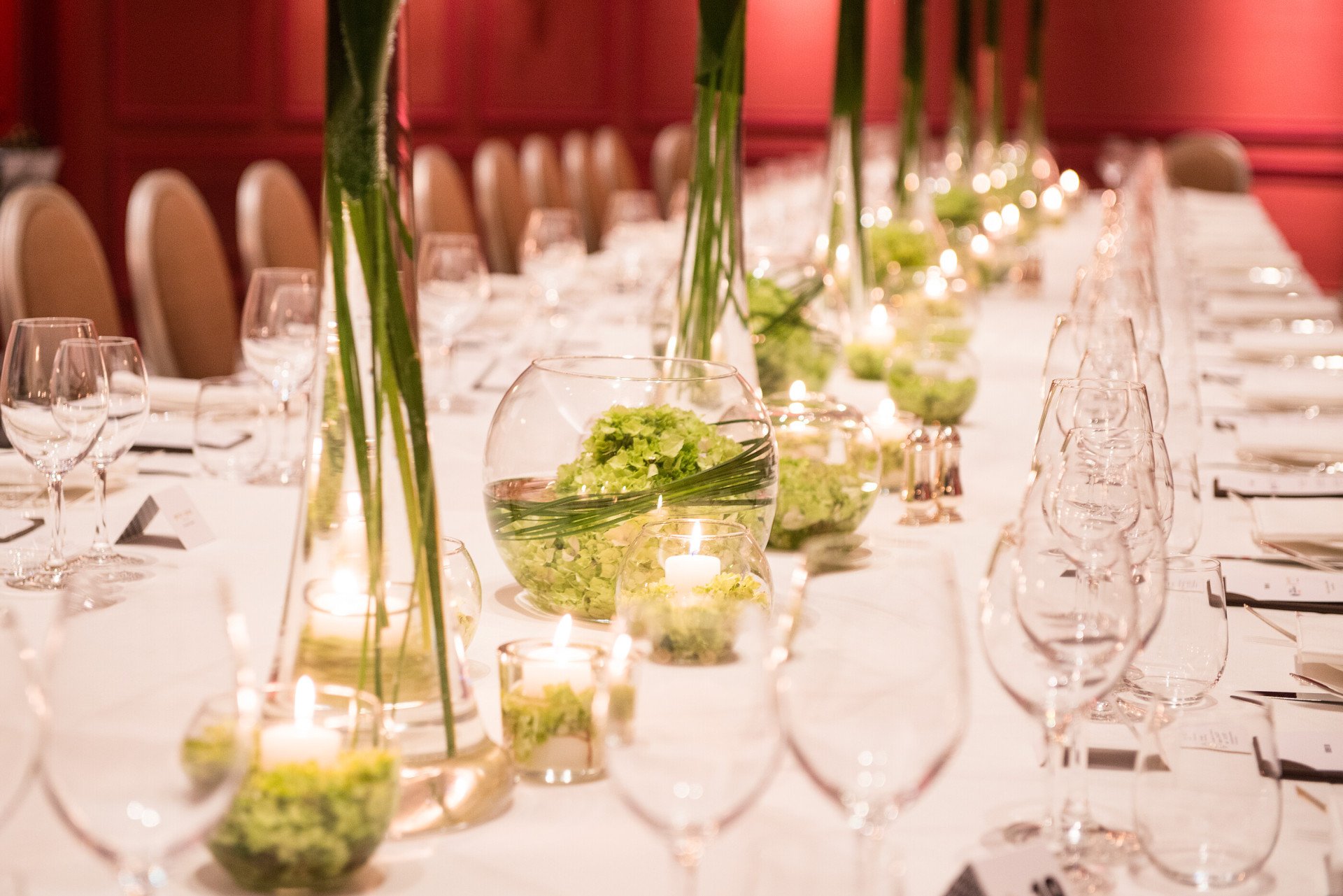 Table setting for private dining at Sala Borghese at Hotel Eden, Rome