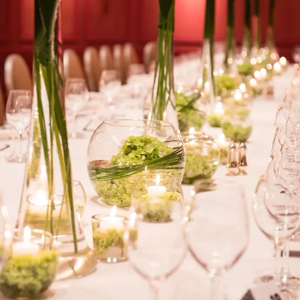 Table setting for private dining at Sala Borghese at Hotel Eden, Rome