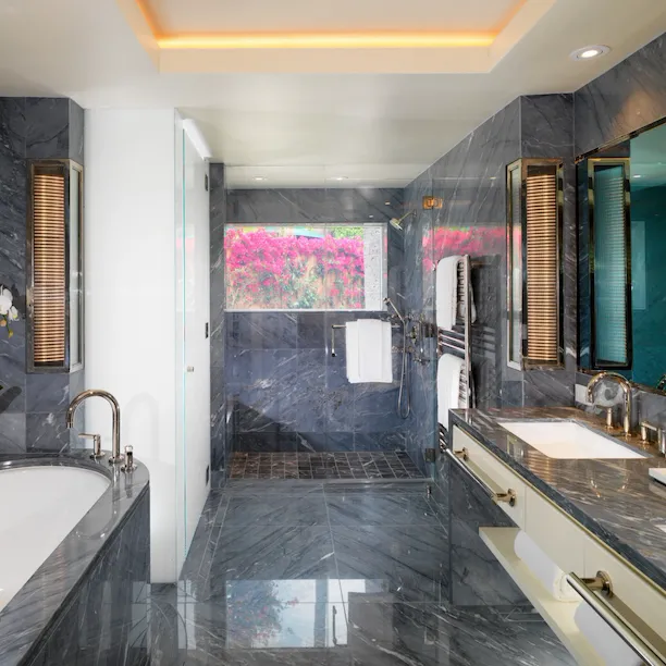 Bungalow 22A Bathroom at The Beverly Hills Hotel, Los Angeles