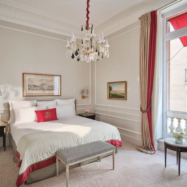 This is the bedroom of the Superior Suite #218 at the Plaza Athénée.