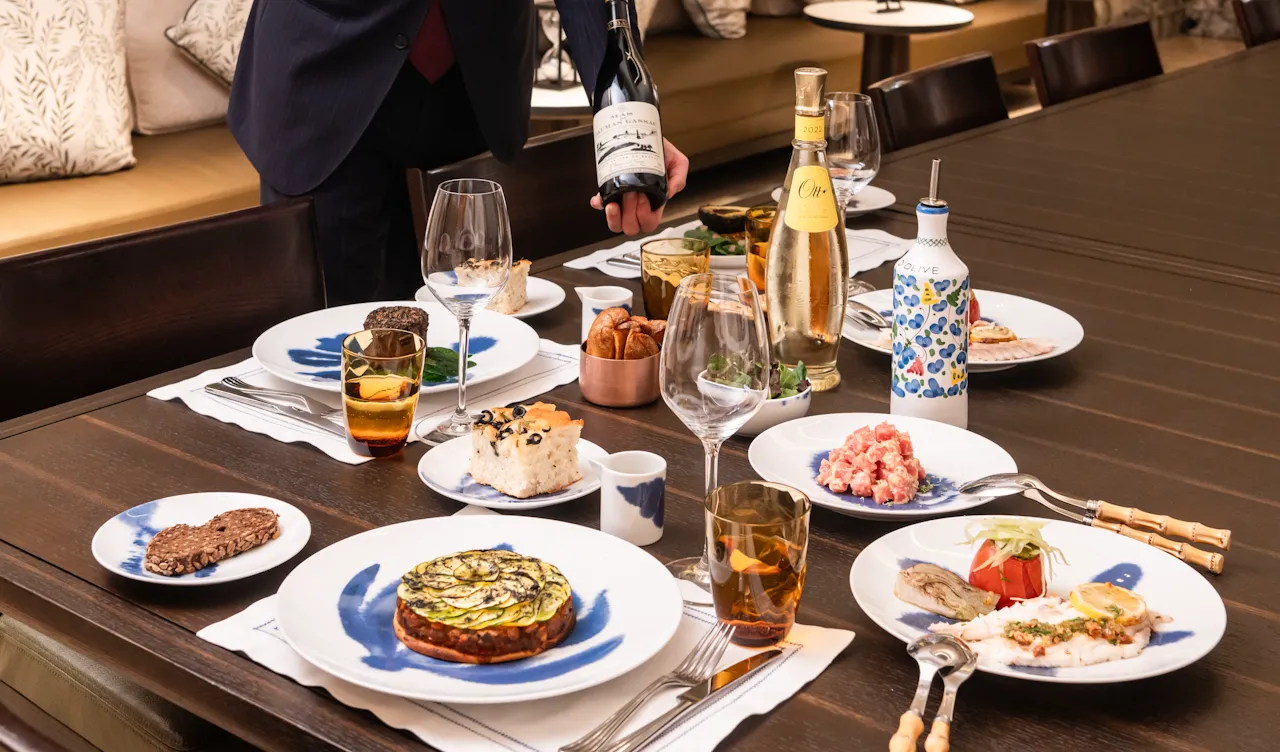 Images of dishes at Riviera by Jean Imbert at The Lana Dorchester Collection