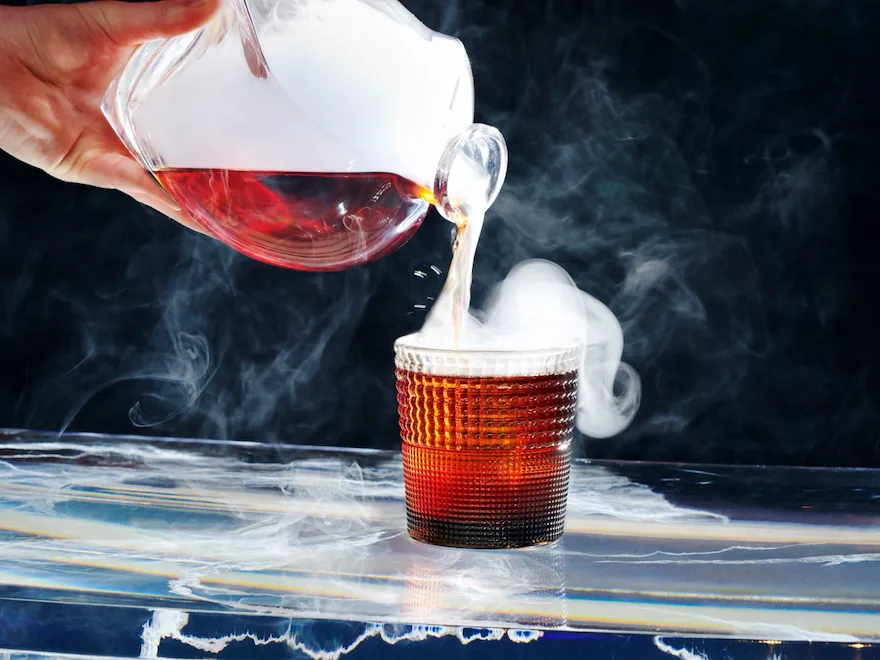 Metal Cocktail on Le Bar's counter, at Hôtel Plaza Athénée, Paris