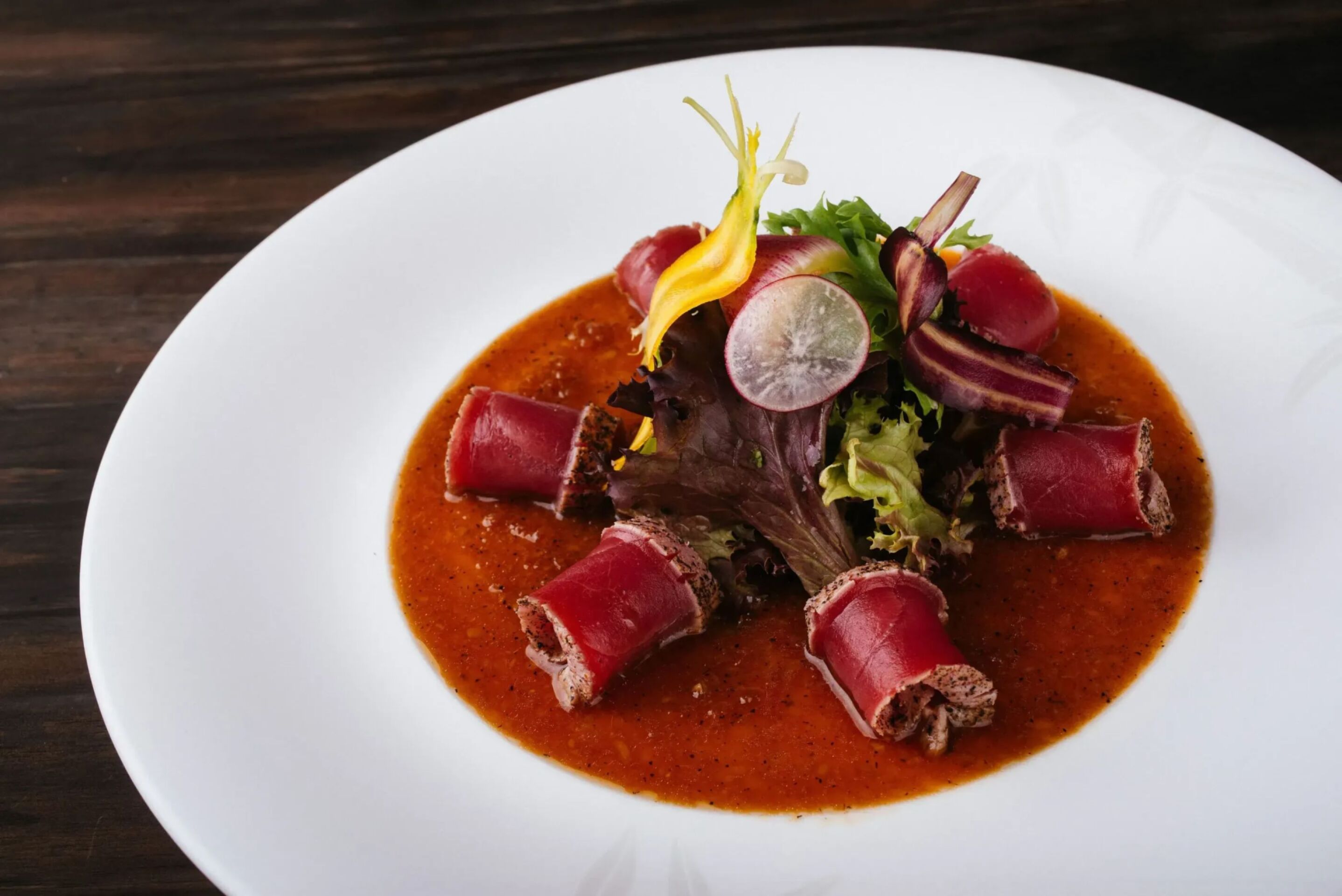 Colorful sashimi dish at Matsuhisa flagship location
