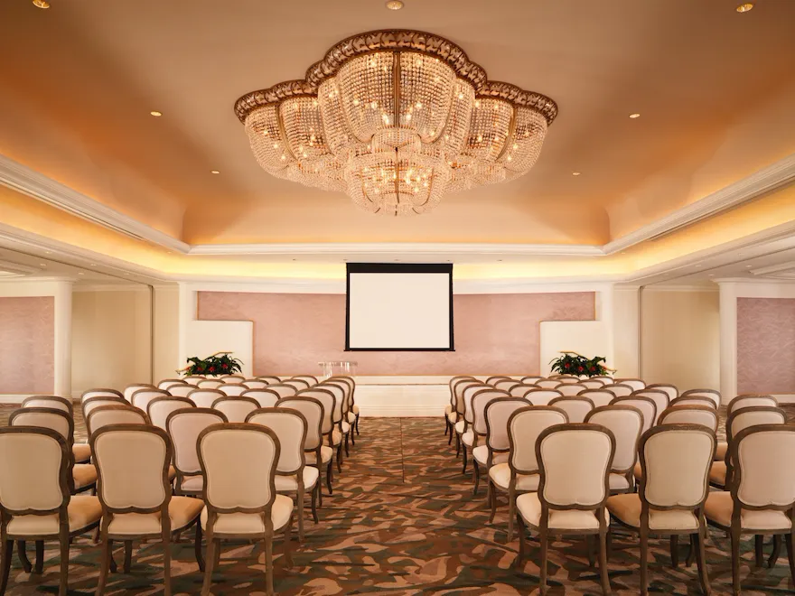 Classroom meeting set up in Rodeo Center at The Beverly Hills Hotel