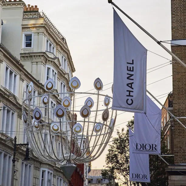 Chanel flags outside store on New Bond Street, London