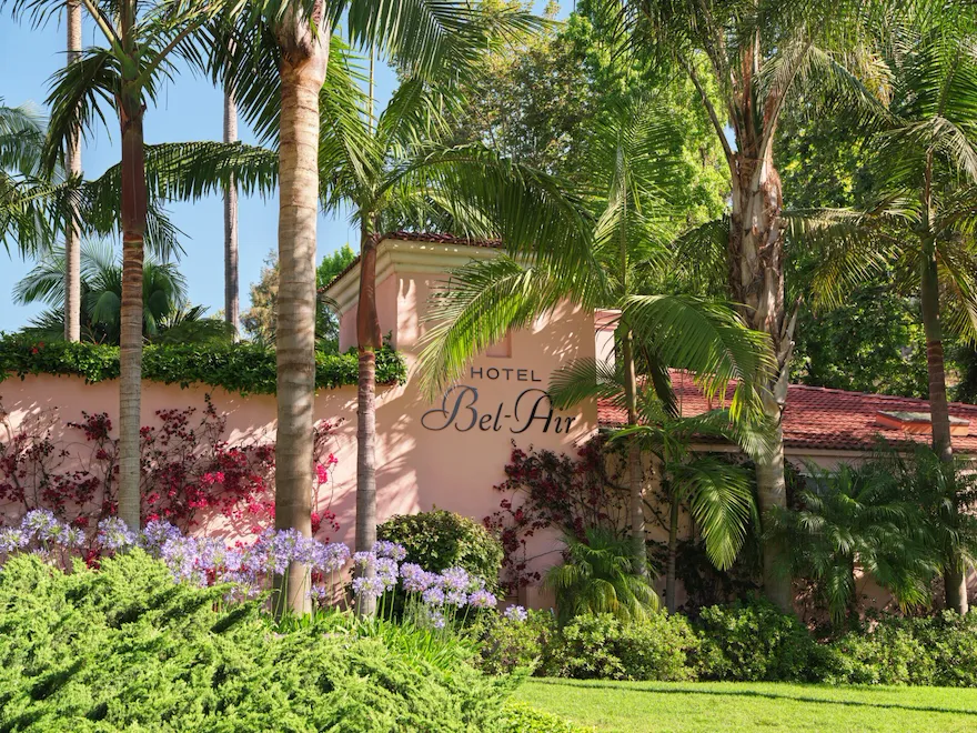 Exterior signage at Hotel Bel-Air, Los Angeles