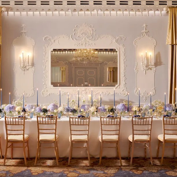 The Orchid set up for a stylish private dinner at The Dorchester