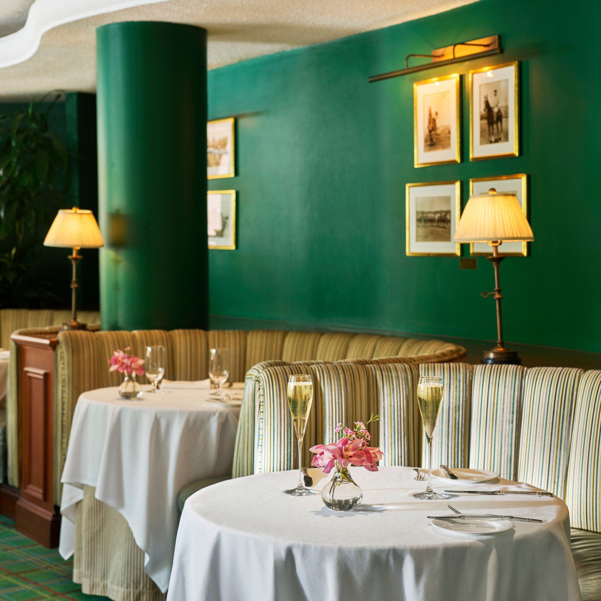 Polo Lounge booths with champagne 