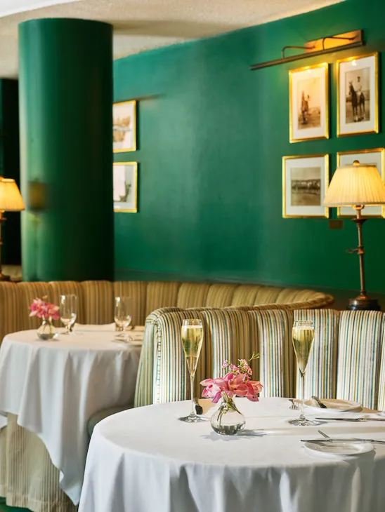 Polo Lounge booths with champagne