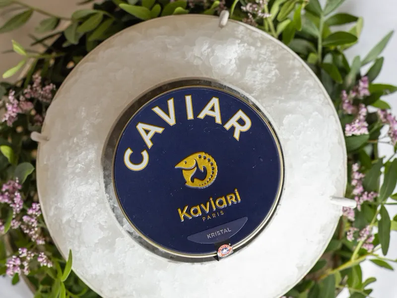 Top view of Kaviari caviar at Restaurant le Meurice Alain Ducasse, Paris - Dorchester Collection