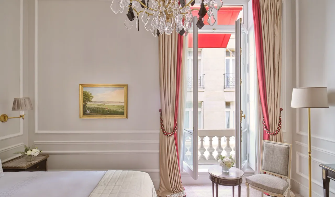 This is the window of the bedroom of the Superior Suite #218 at the Plaza Athénée.
