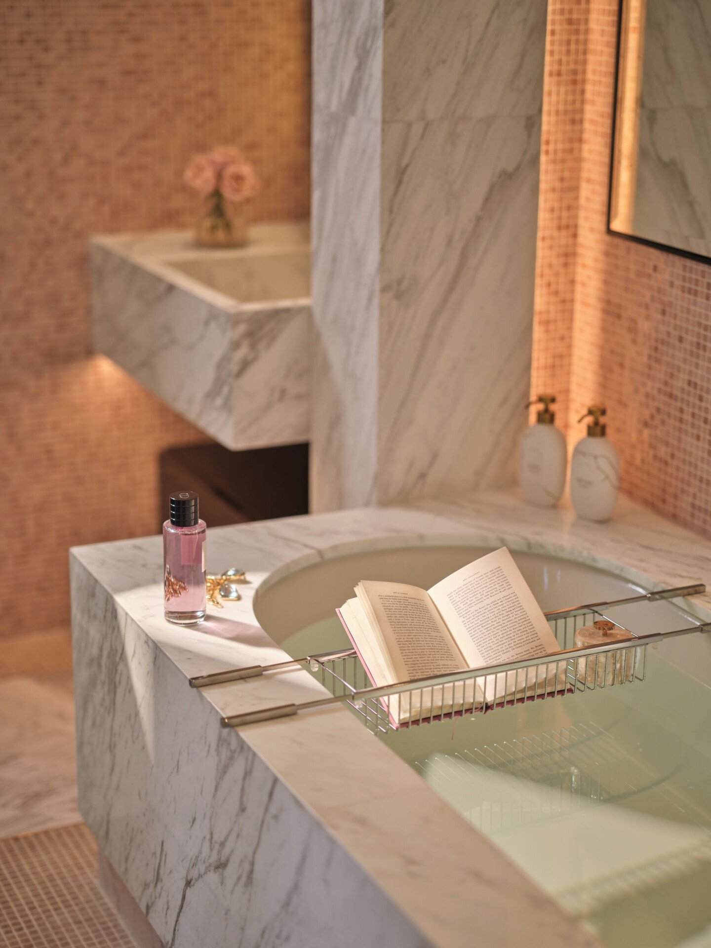 Images depicting The Lana Suite including living spaces, wardrobe and bathroom at The Lana, Dorchester Collection, Dubai.