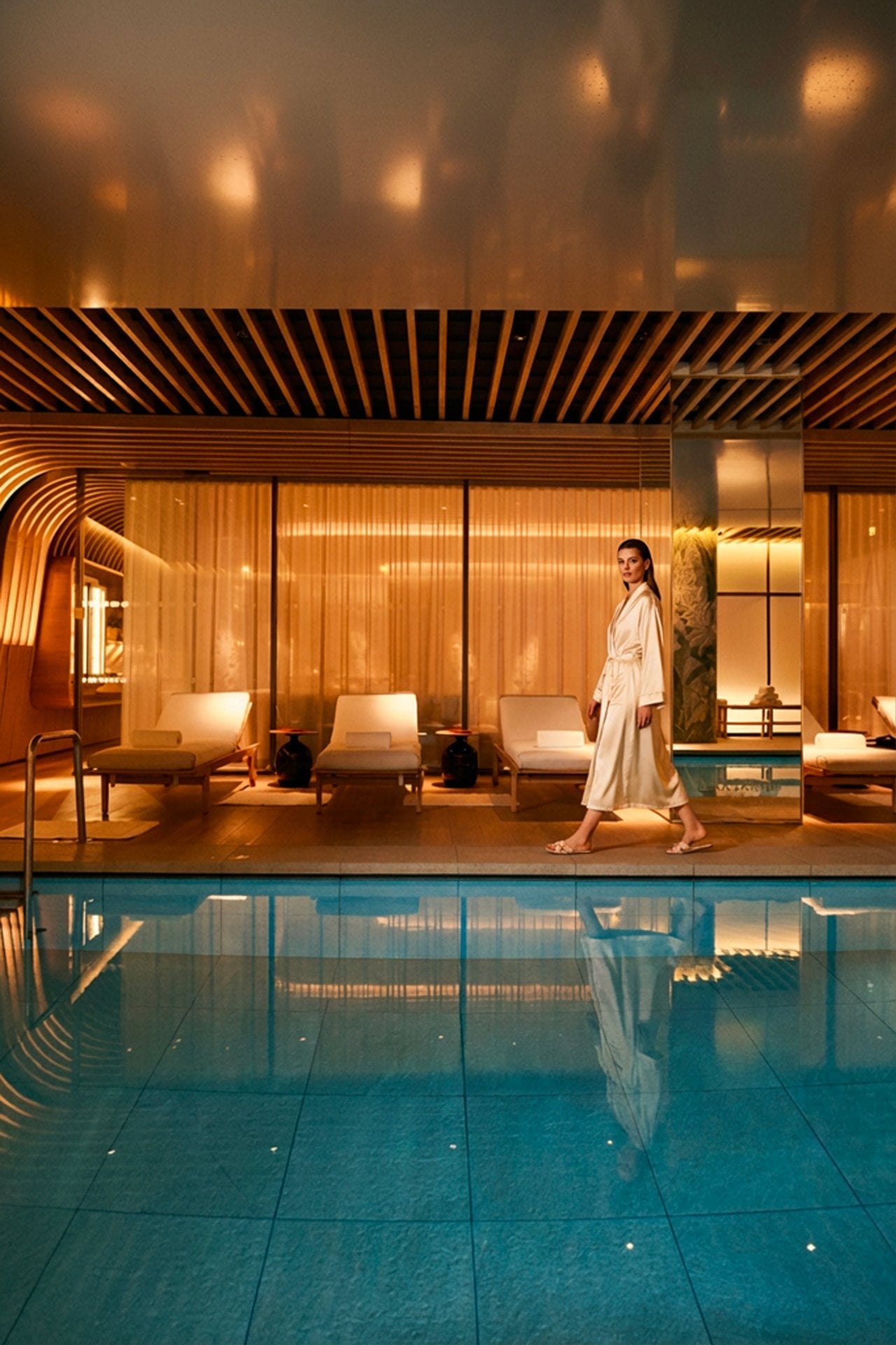 Woman walking through the Spa at 45 Park Lane 