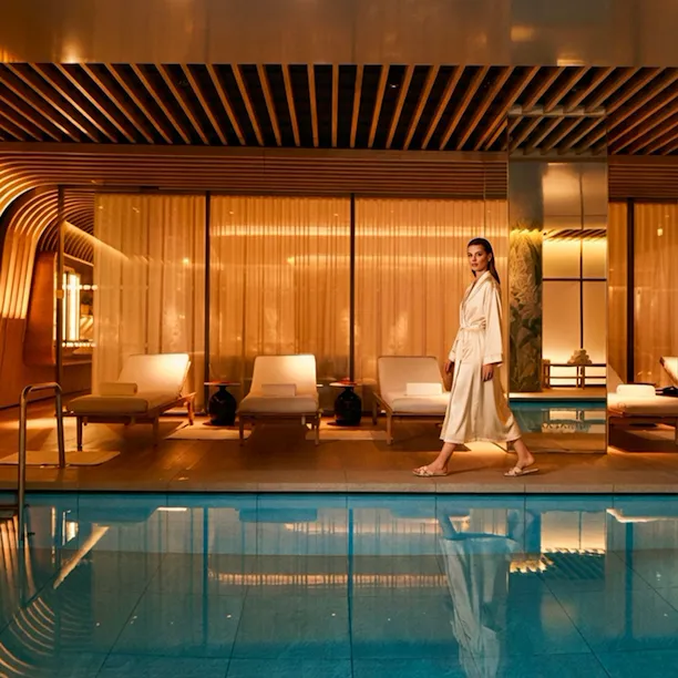Woman walking through the Spa at 45 Park Lane