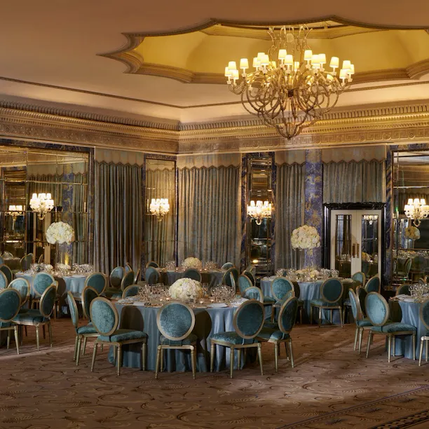 The Dorchester Ballroom set up for a beautiful evening event