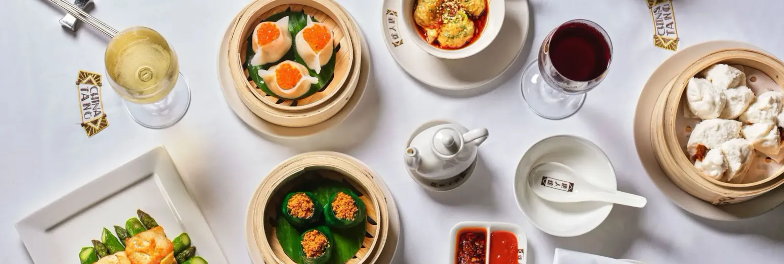 Food dish at China Tang at The Dorchester in soft lighting. Vibrant ingredients