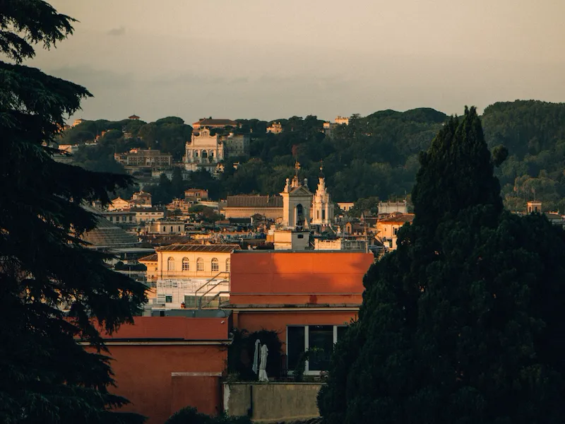 Vista del Gianicolo e della Fontana dell'Acqua Paola da Hotel Eden