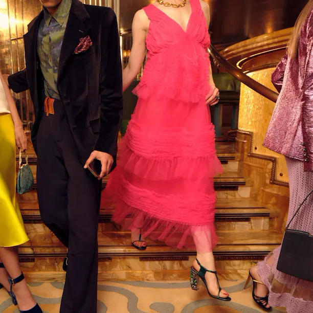 Glamorous fashionable people arrive at Vesper Bar