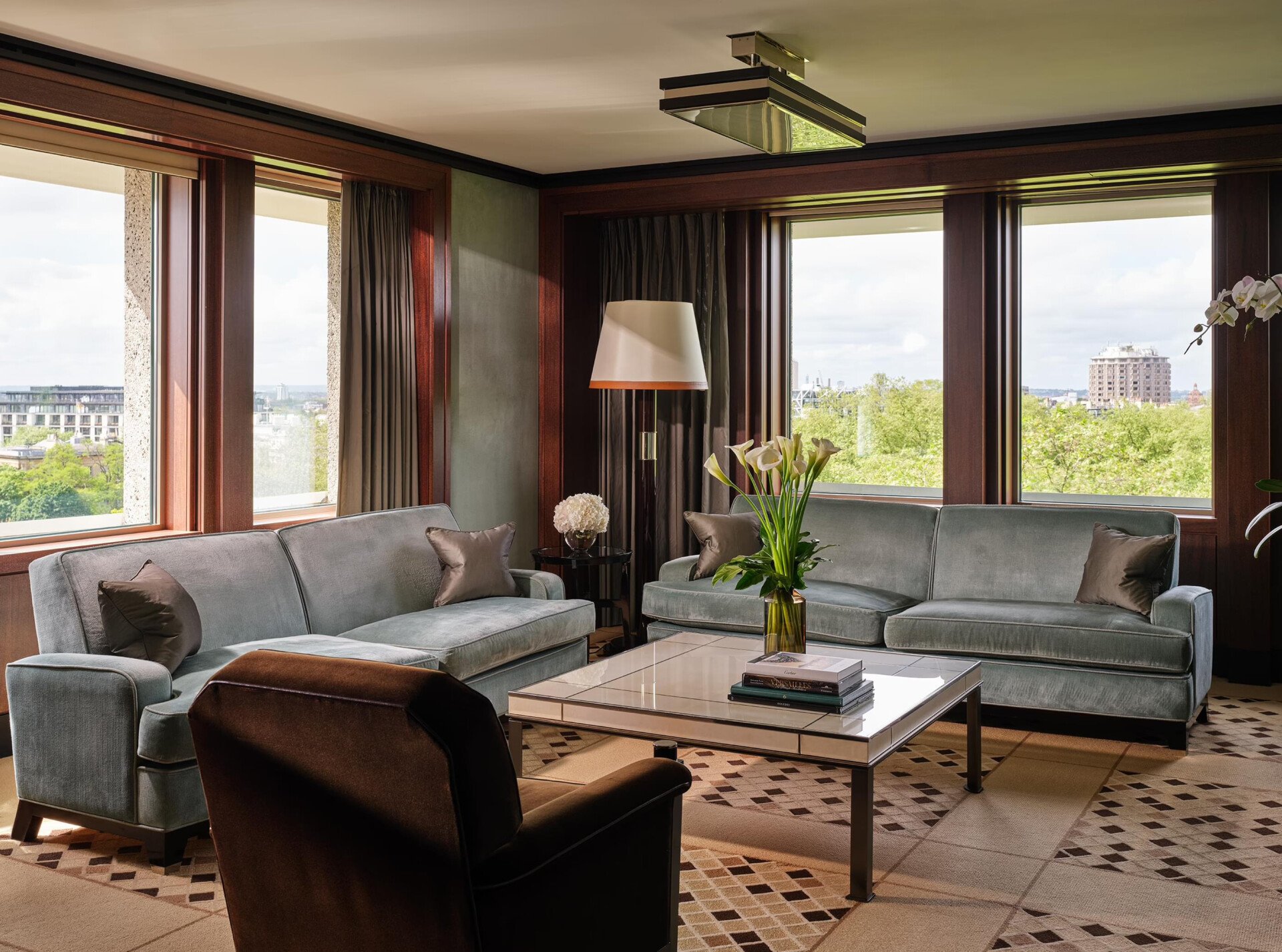 Curzon Balcony Suite at 45 Park Lane - living area with sofas and coffee table