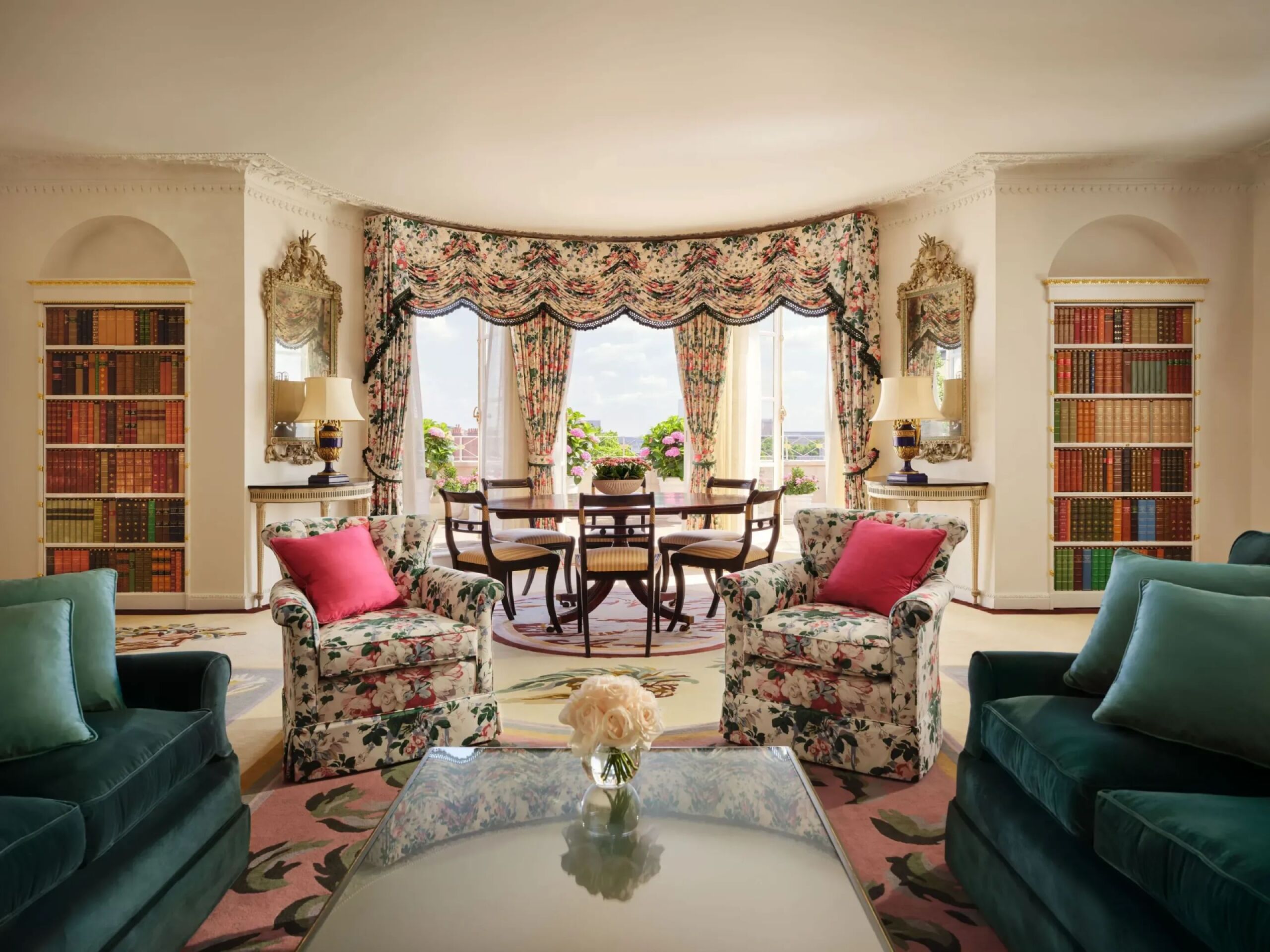 Oliver Messel suite at The Dorchester in afternoon light.