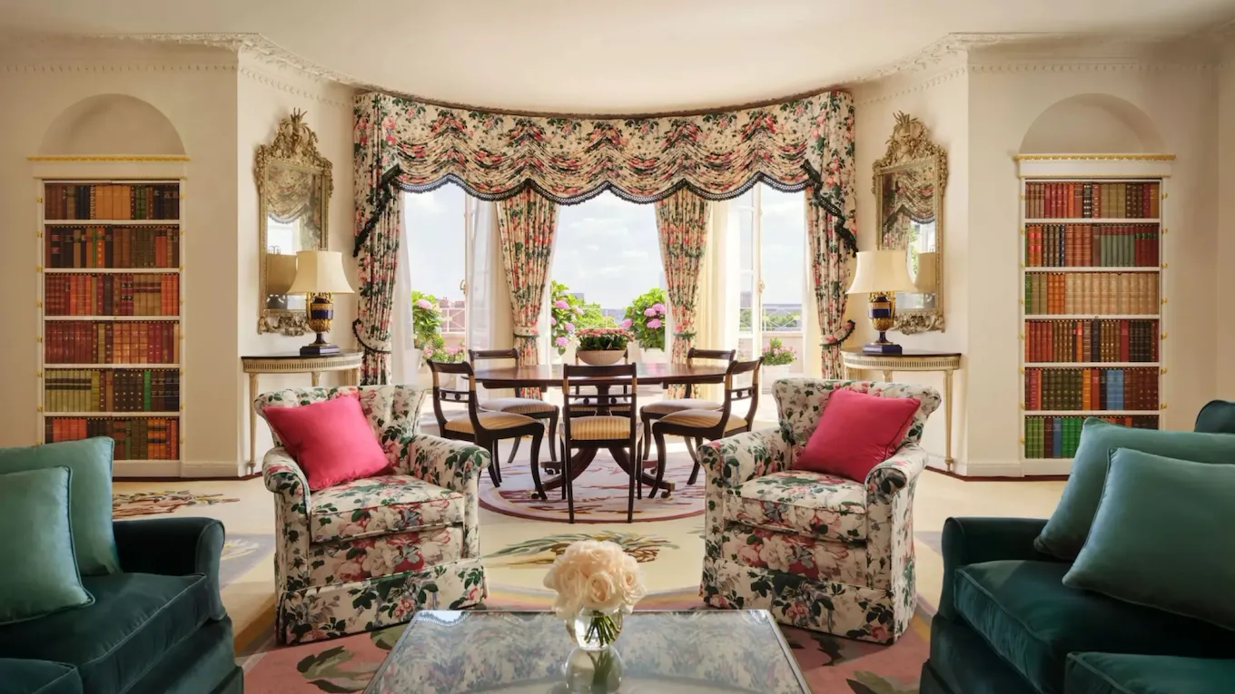 Oliver Messel suite at The Dorchester in afternoon light.