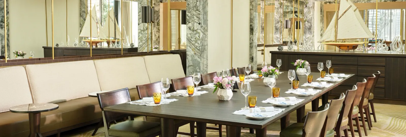 Private dining room set up at Riviera by Jean Imbert at The Lana - Dorchester Collection