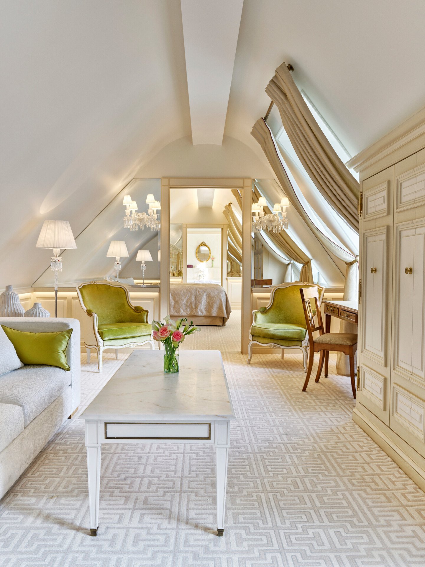 Living room of the La Parisienne suite at Le Meurice, Paris.