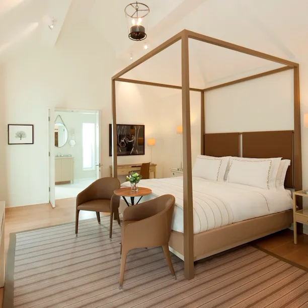 Stable Superior Room interior at Coworth Park, Ascot.