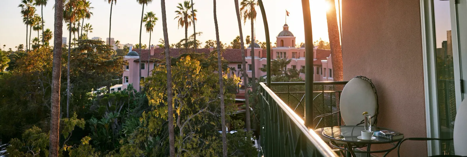 Sunset from a patio of a Beverly Hills Hotel suite, Los Angeles