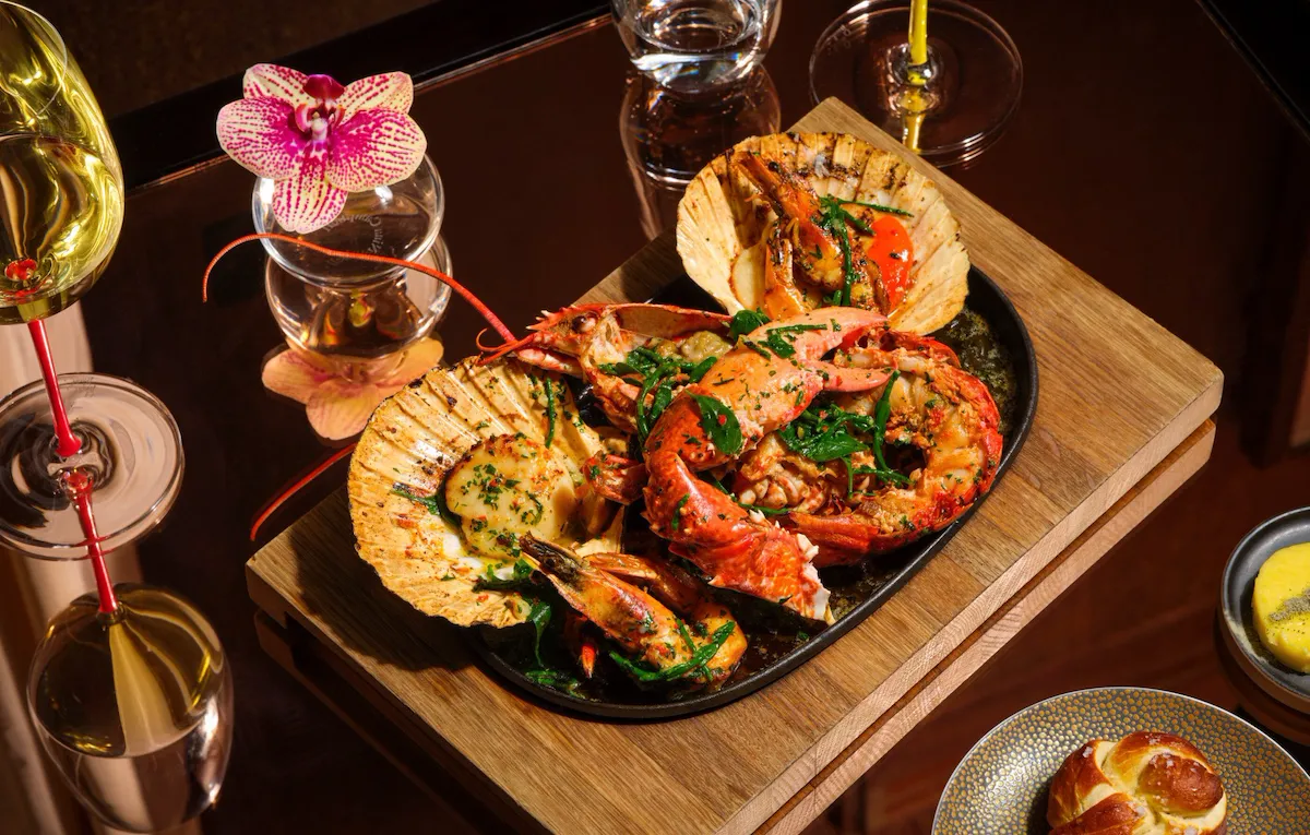 Seafood dish on table at CUT at 45 Park Lane