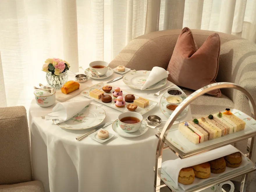 The afternoon tea set up in one of the tables in The Gallery.