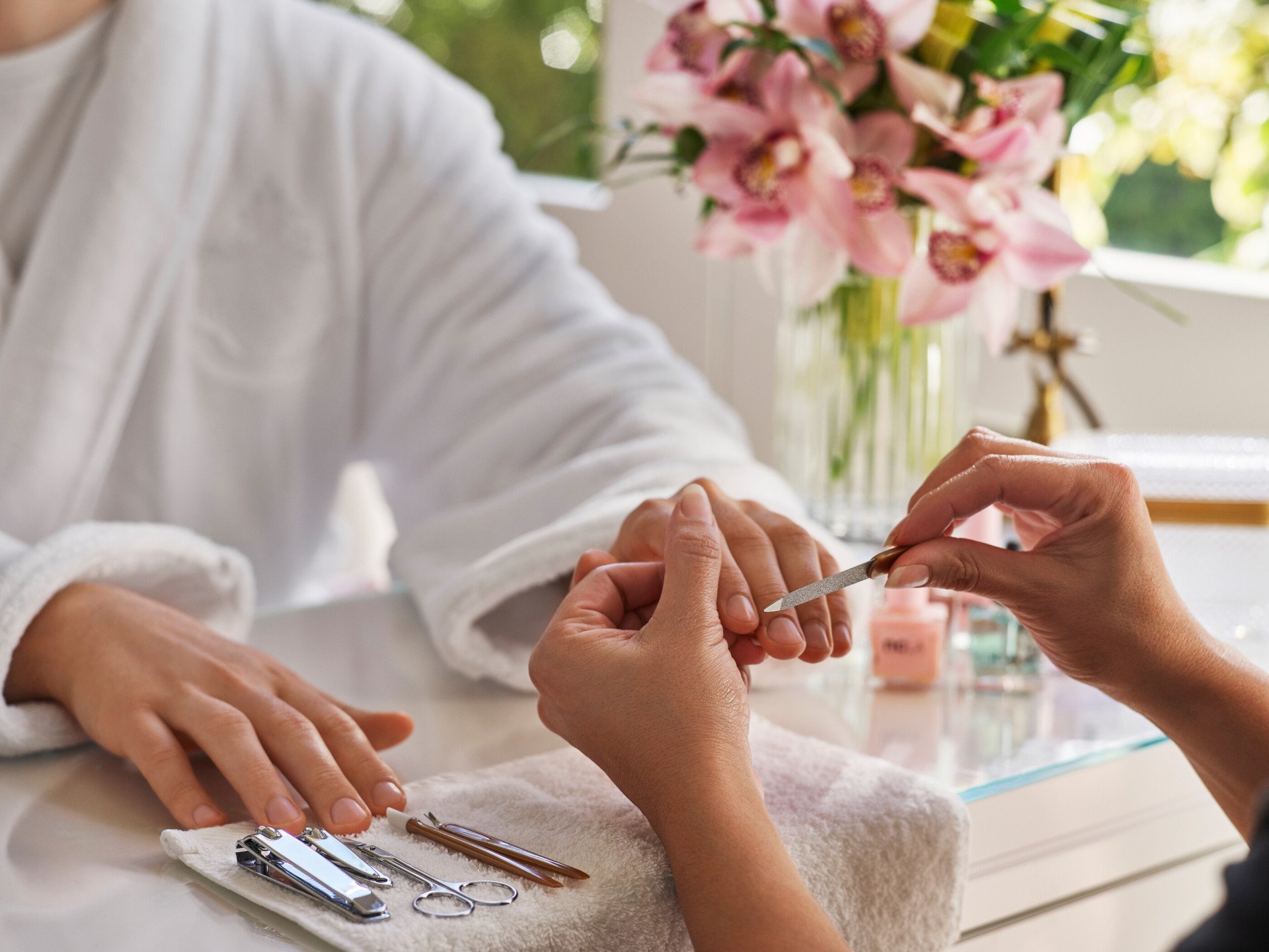 Nail room at The Beverly Hills Hotel Spa 